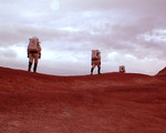 Mars simulation space suits red desert